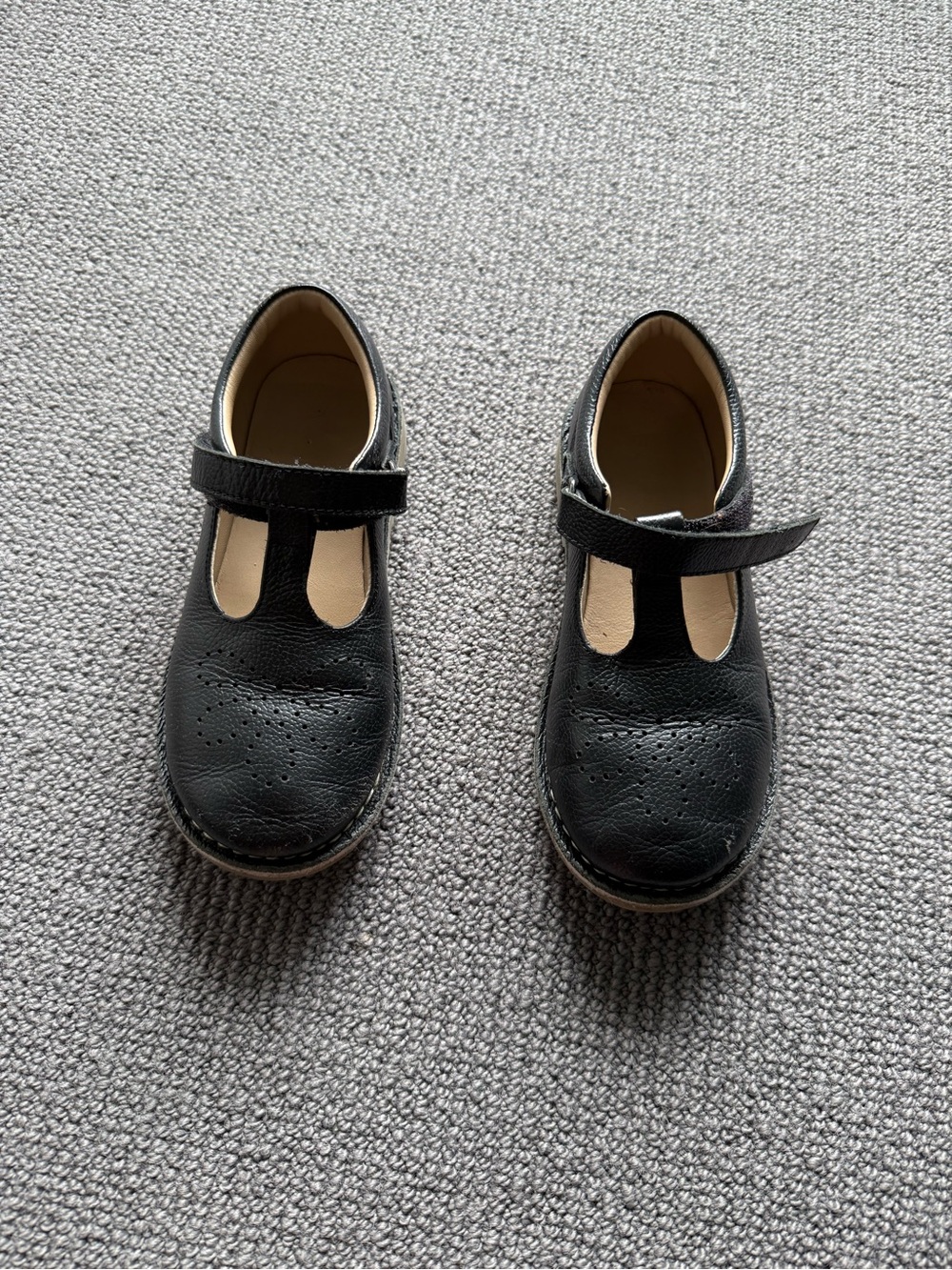 Boden Black Leather T‑Strap Mary Jane Kids Shoes